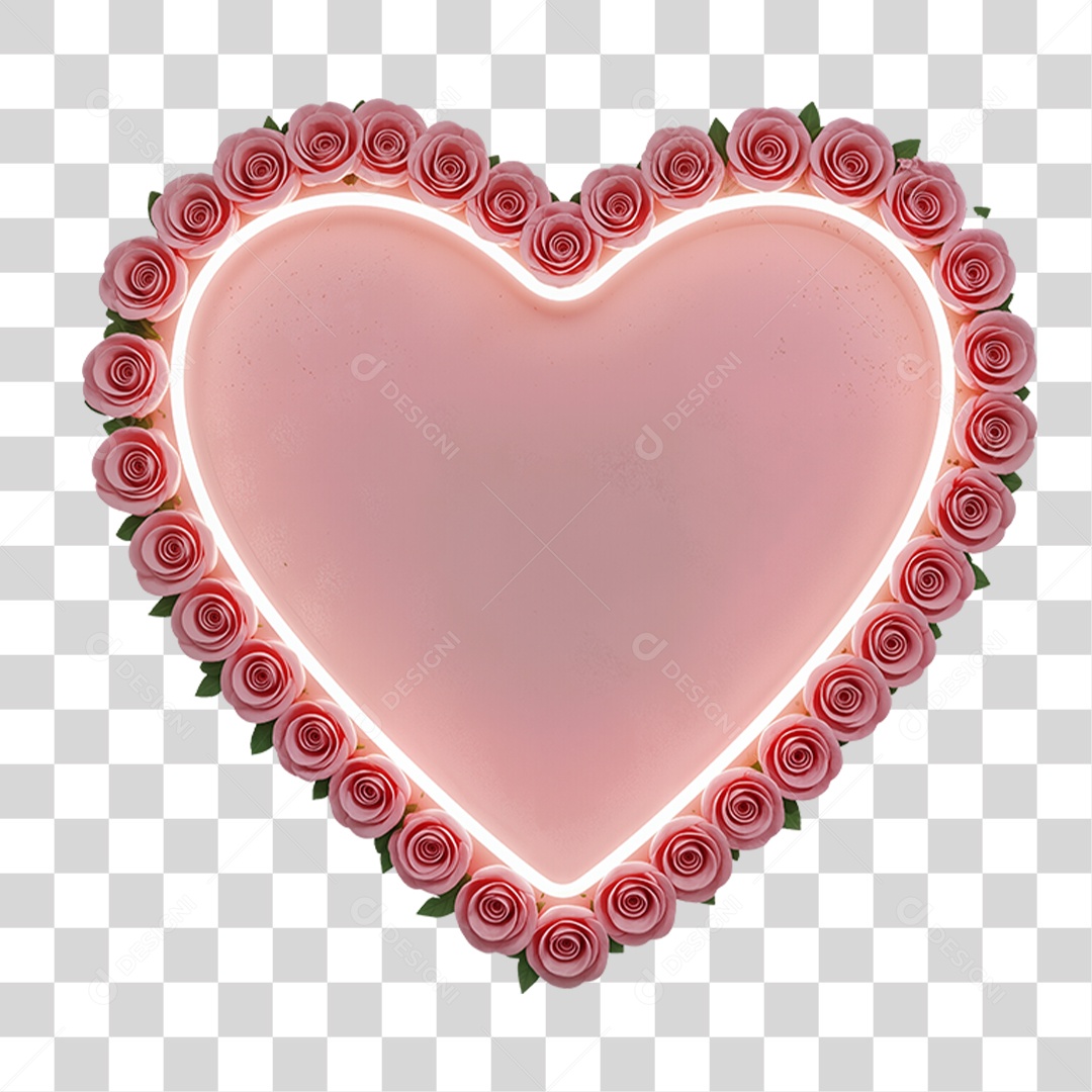 Coração com Flores PNG Transparente