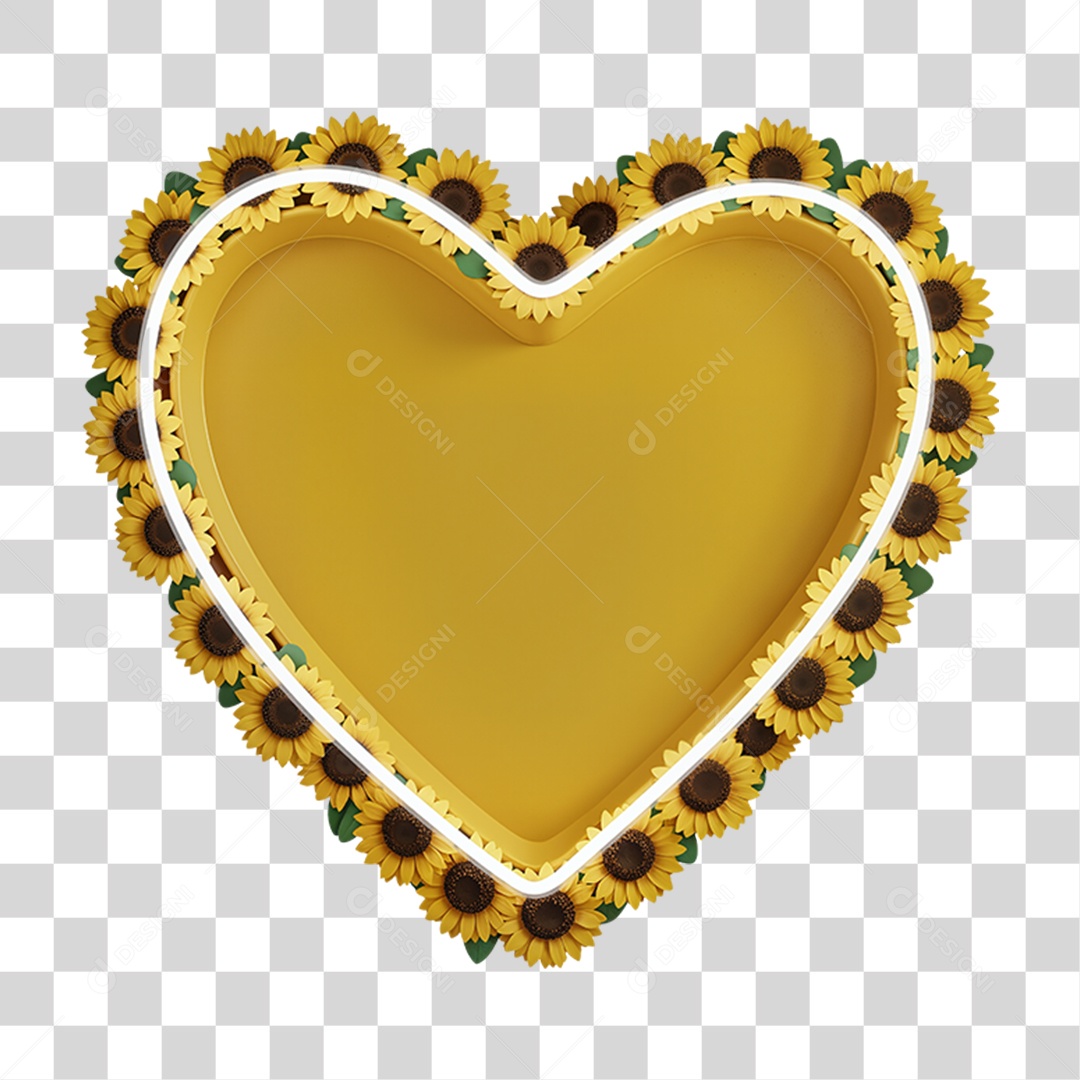 Coração com Flores PNG Transparente