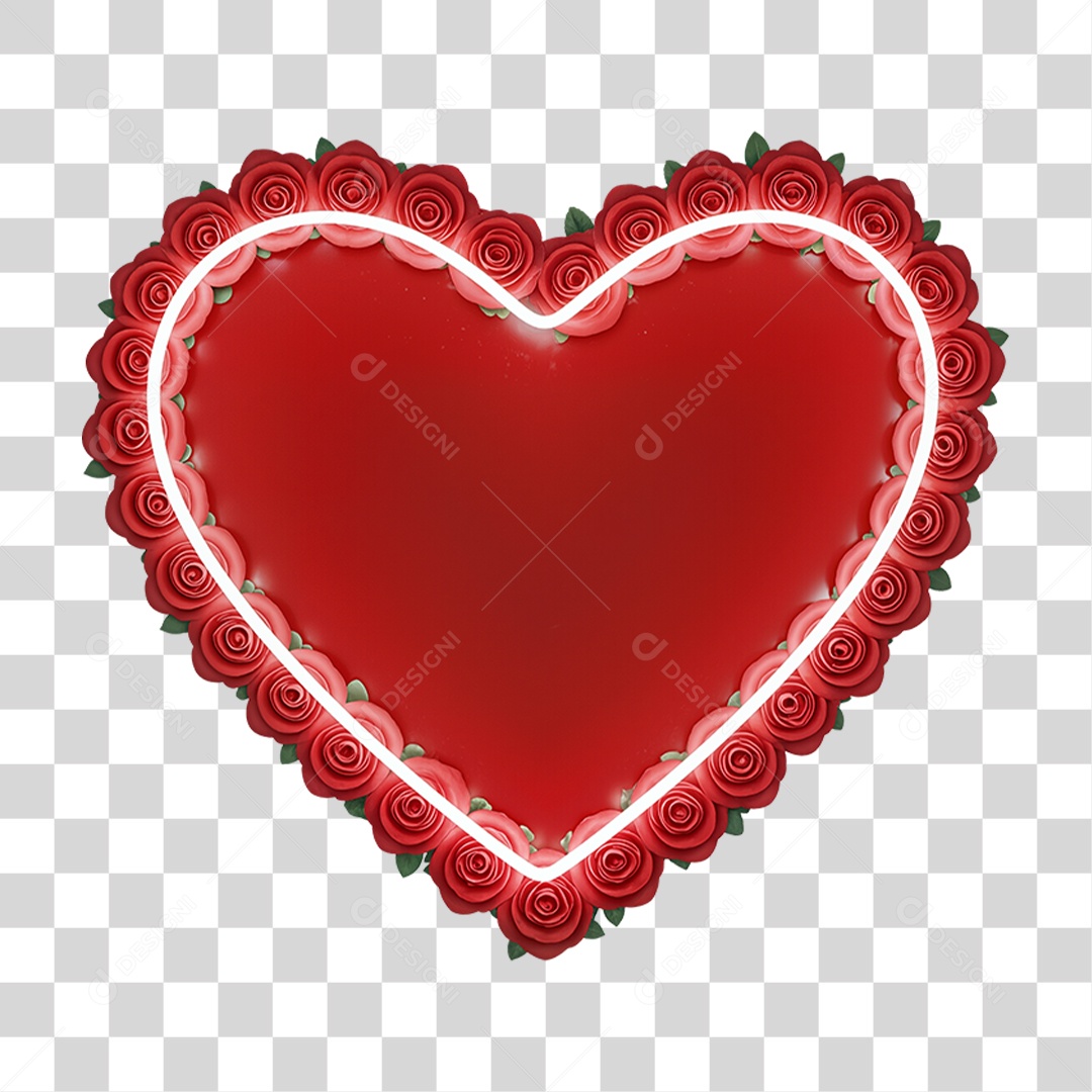 Coração com Flores PNG Transparente