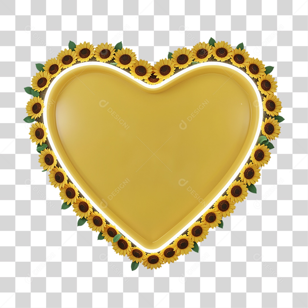 Coração com Flores PNG Transparente