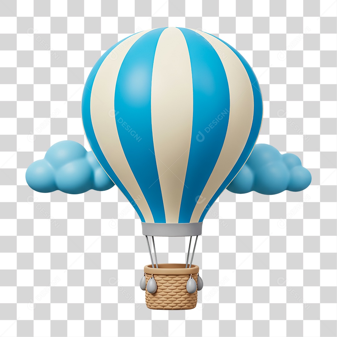 Balão de Ar Azul com Cesto PNG Transparente
