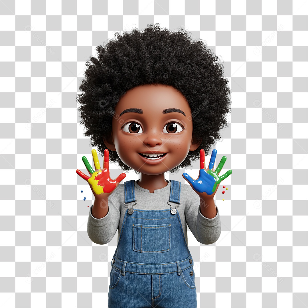 Criança Autista Brincando com Tinta nas Mãos PNG Transparente