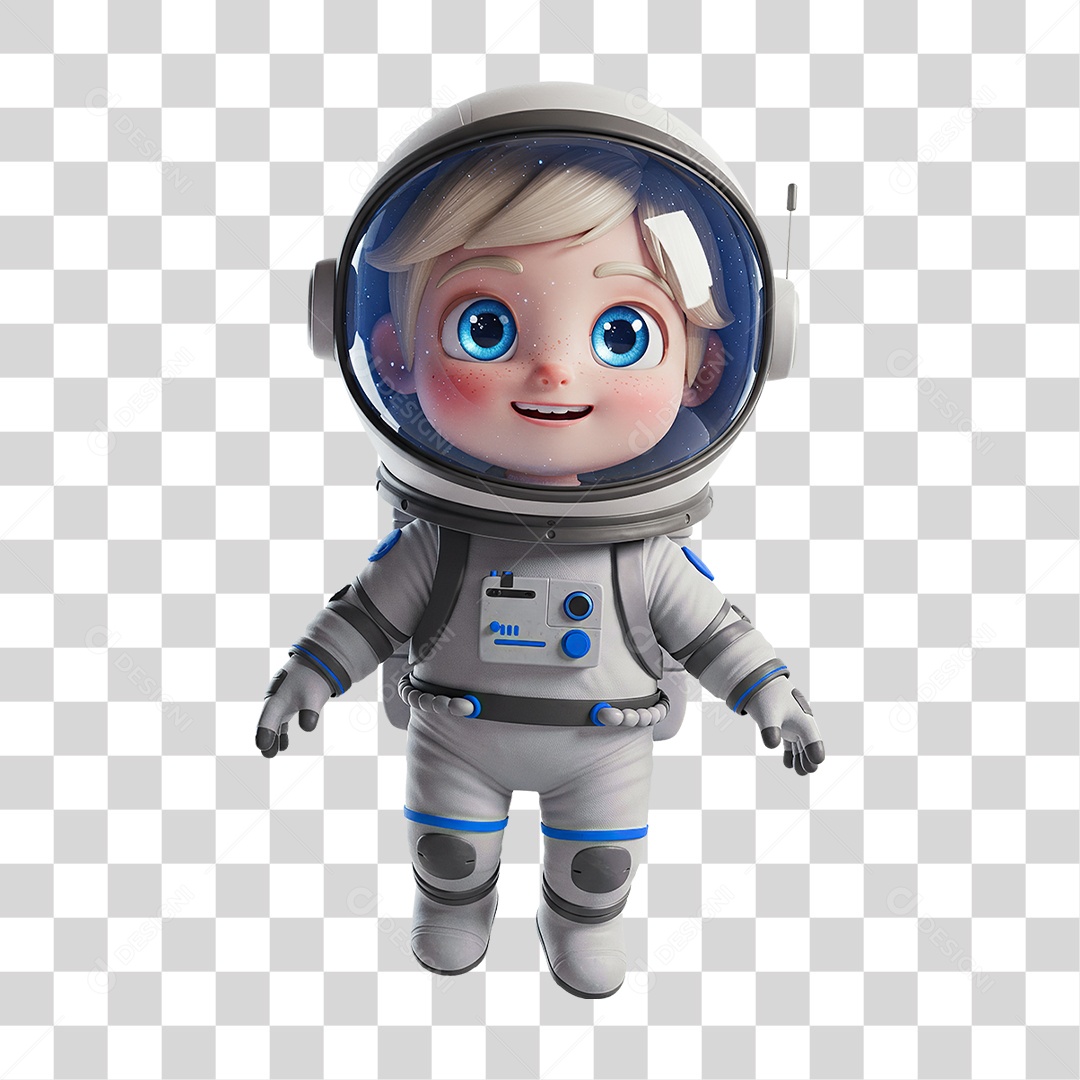 Criança Loira Vestindo Traje de Astronauta PNG Transparente