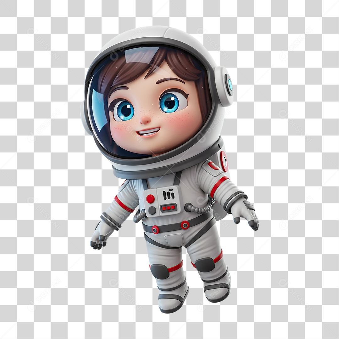Menina Vestindo Traje de Astronauta PNG Transparente