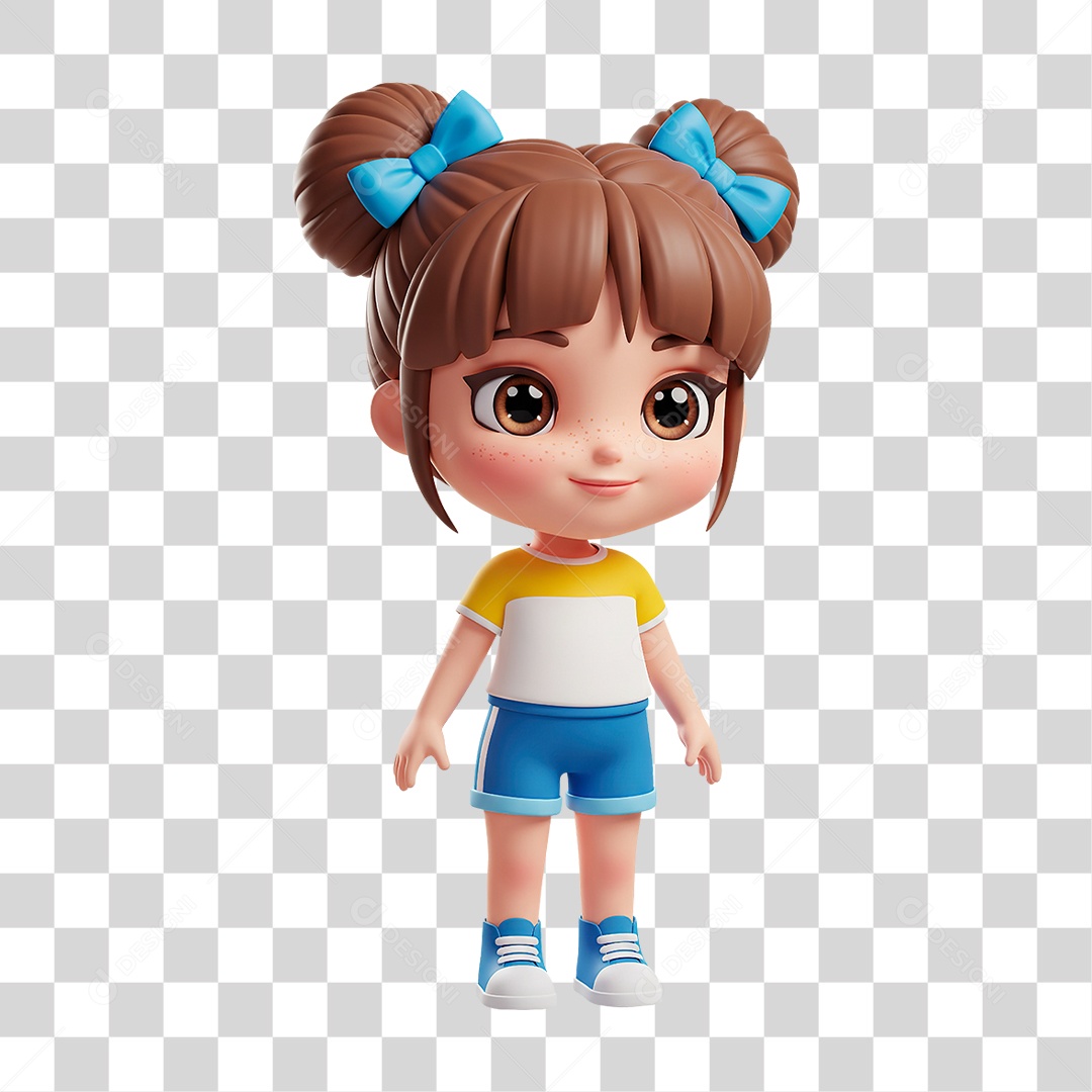 Personagem Criança Menina com Uniforme Escolar PNG Transparente