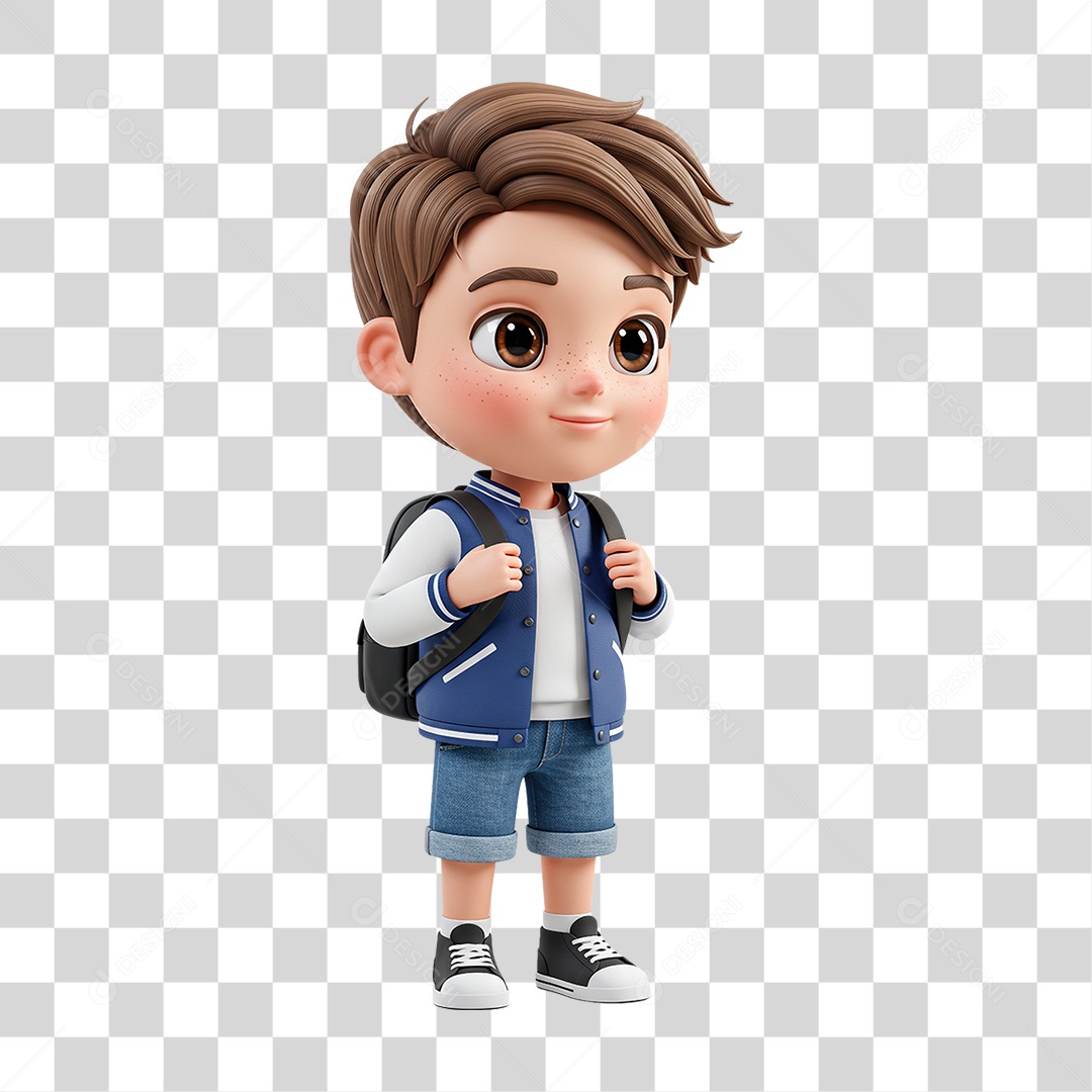 Personagem Menino Indo para a Escola PNG Transparente