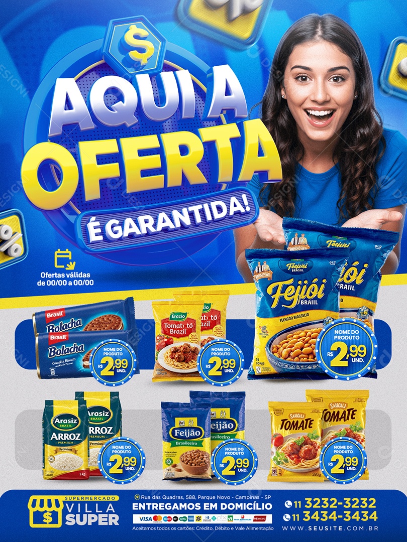 Tabloide Mercado Aqui a Oferta é Garantida Social Media PSD Editável