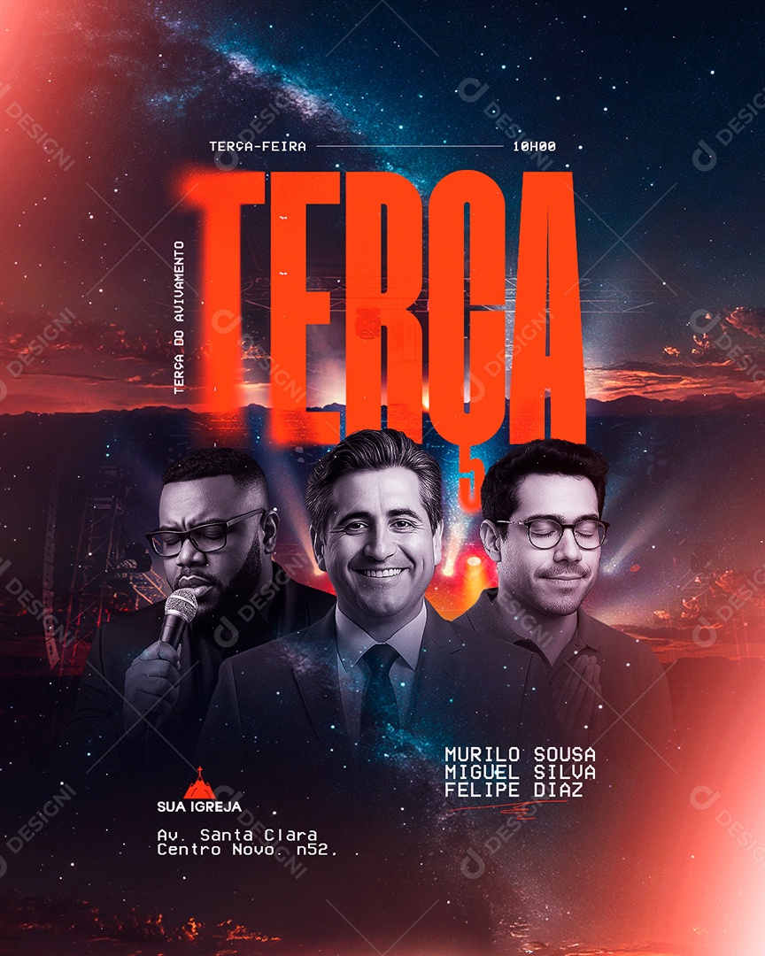 Flyer Gospel Terça do Avivamento Social Media PSD Editável