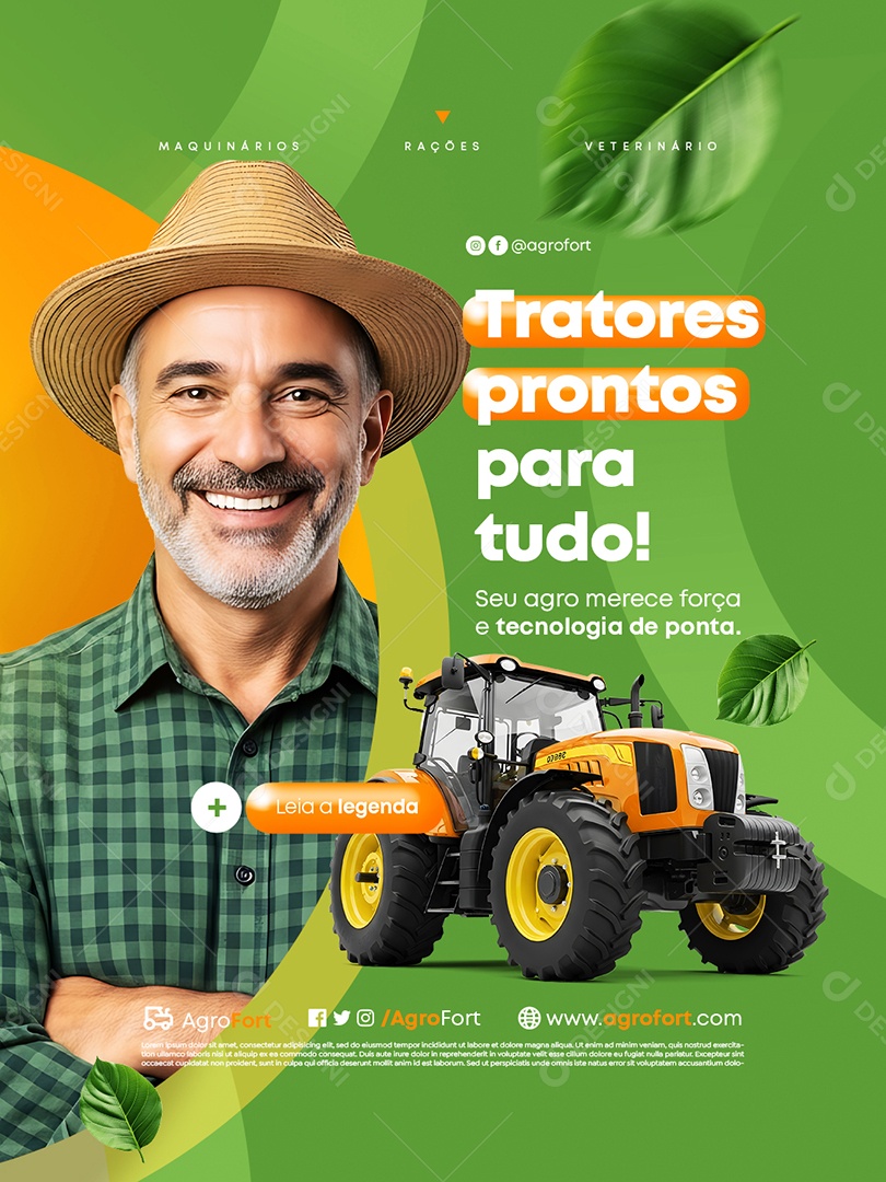 Agronegócio Tratores Prontos para Tudo Social Media PSD Editável