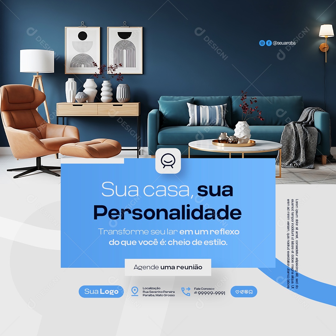 Design de Interiores Sua Casa sua Personalidade Social Media PSD Editável