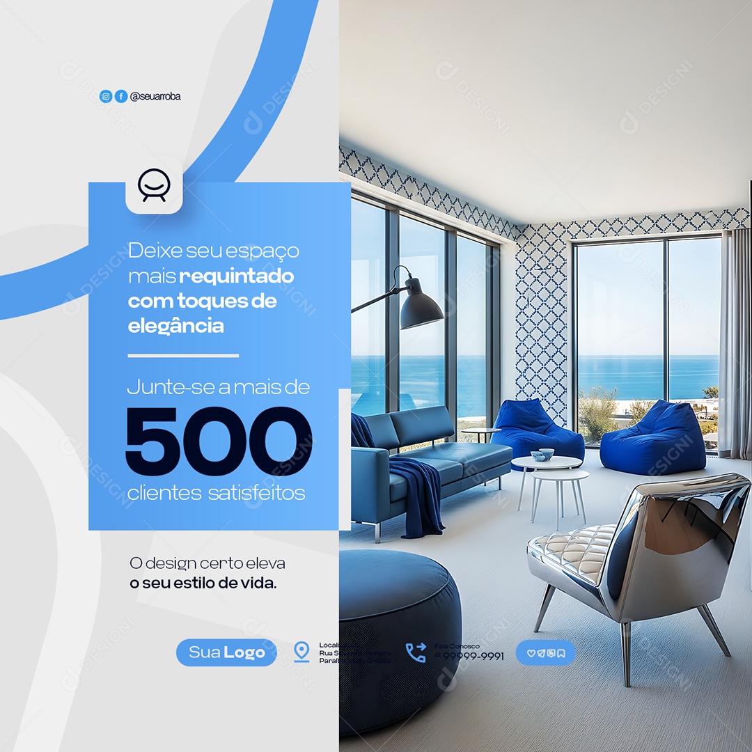 Design de Interiores Deixe seu Espaço Social Media PSD Editável