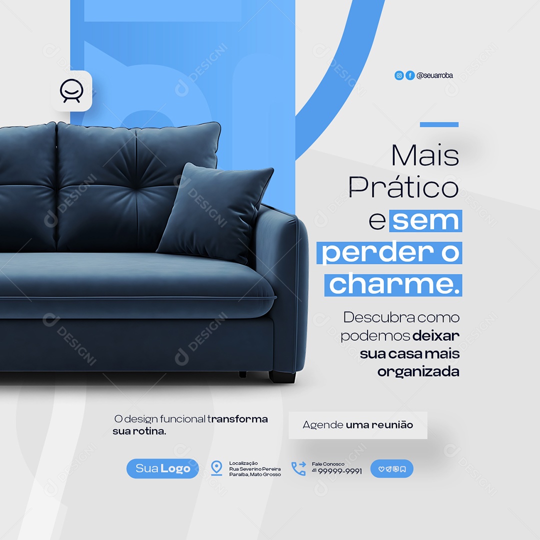 Design de Interiores Mais Prático e Sem  Perder o Charme Social Media PSD Editável