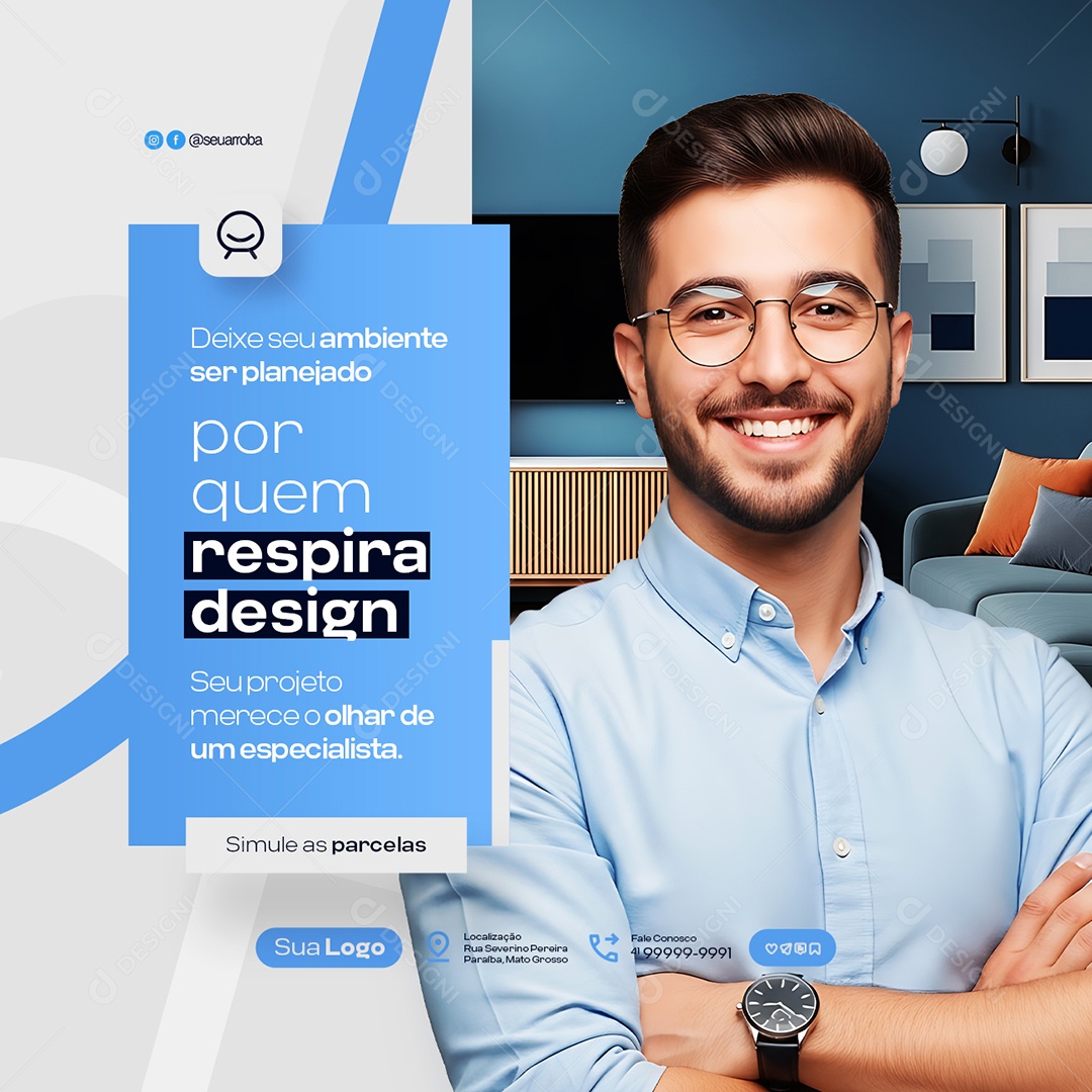 Design de Interiores Por Quem Respira Design Social Media PSD Editável