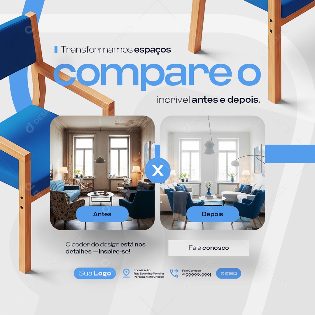 Design de Interiores Transformamos Espaços Social Media PSD Editável