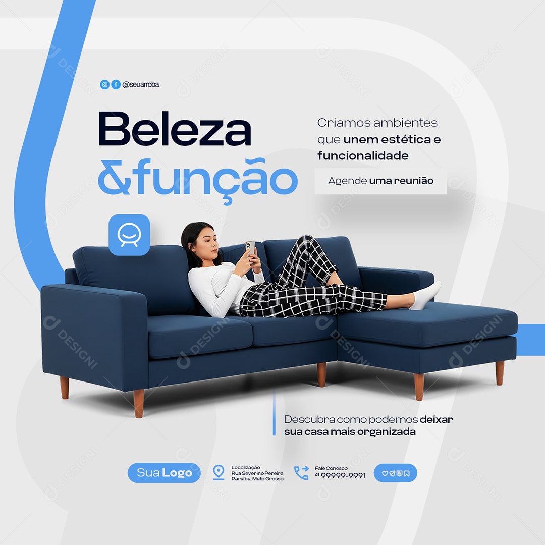 Design de Interiores Beleza e Função Social Media PSD Editável