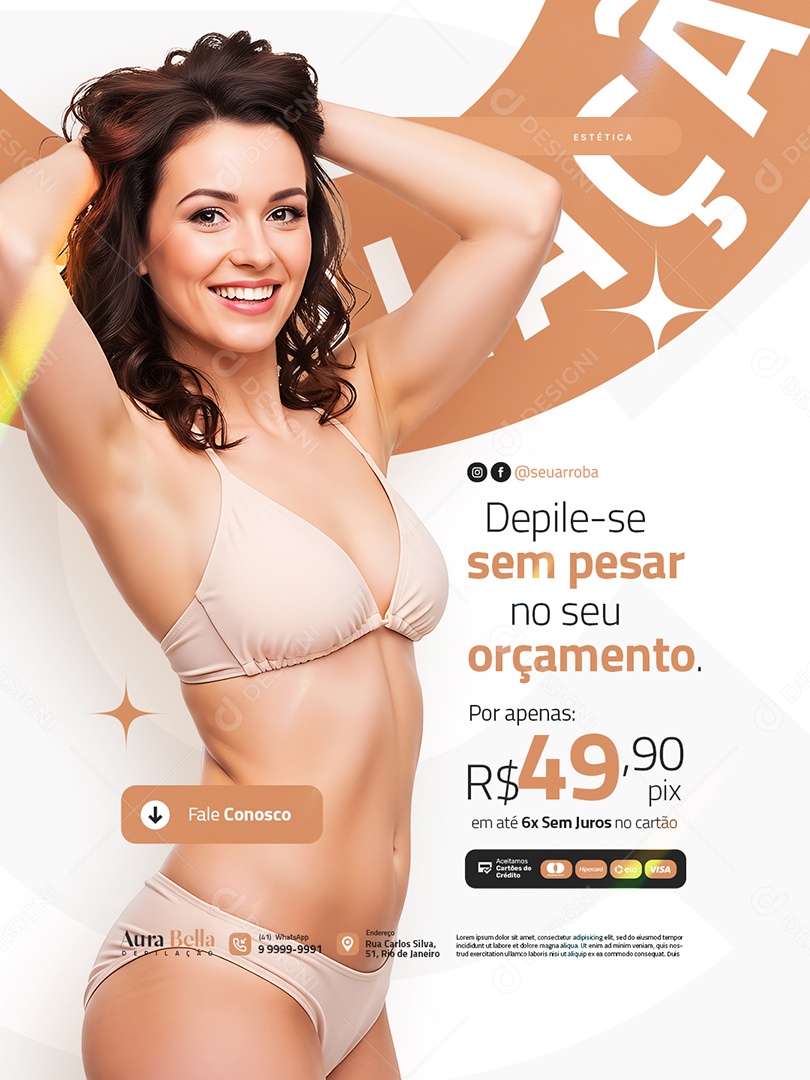 Depiladora Depile-Se sem Pesar no Seu Orçamento Social Media PSD Editável