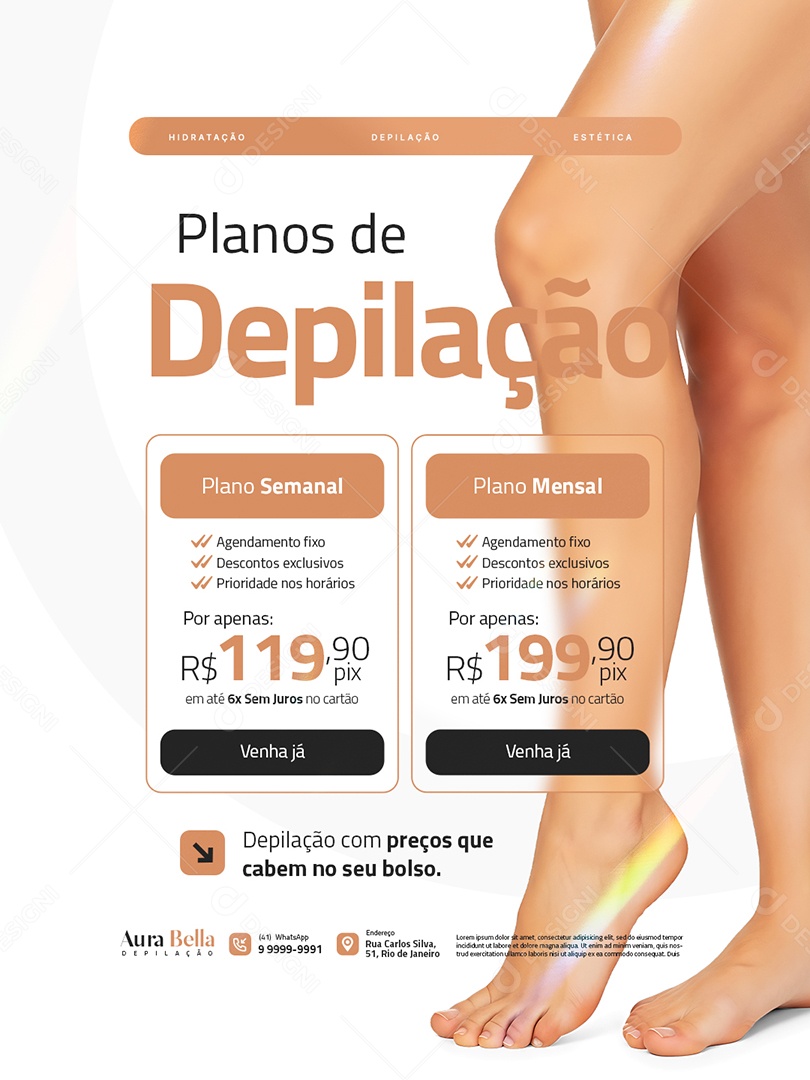 Depiladora Planos de Depilação Social Media PSD Editável