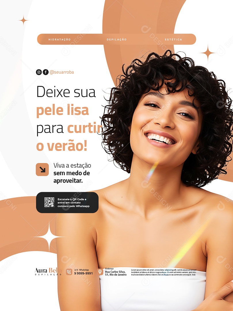 Depiladora Deixe sua Pele Lisa para Curtir o Verão Social Media PSD Editável
