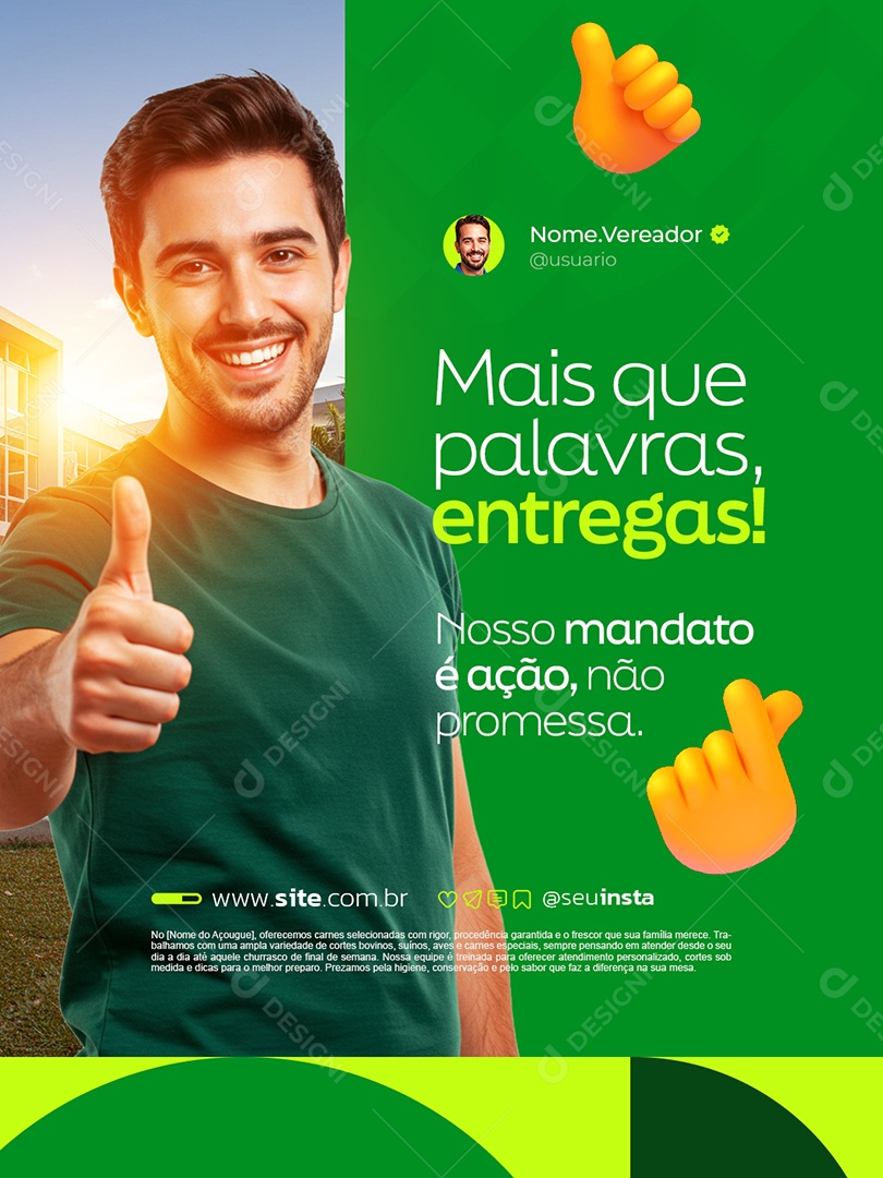 Vereador Mais Que Palavras Entregas Social Media PSD Editável