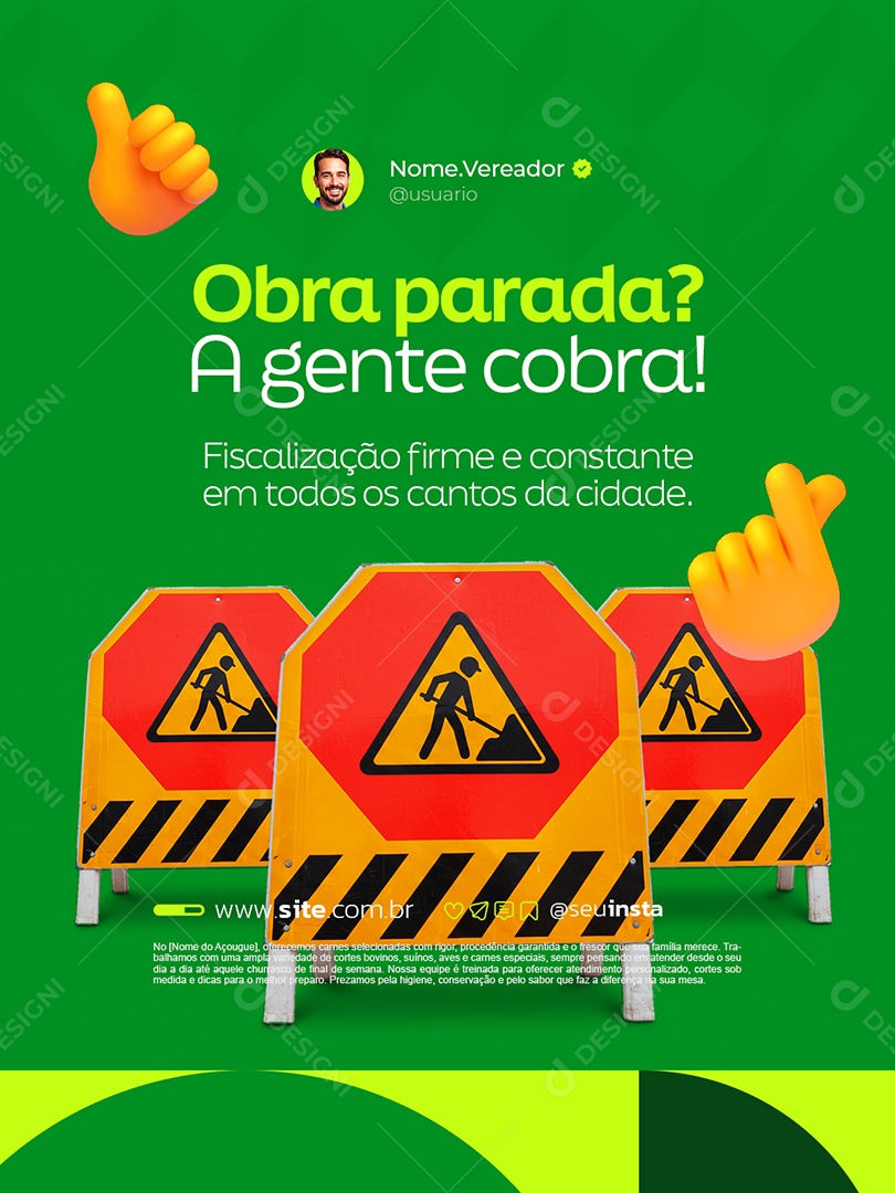 Vereador Obra Parada Social Media PSD Editável