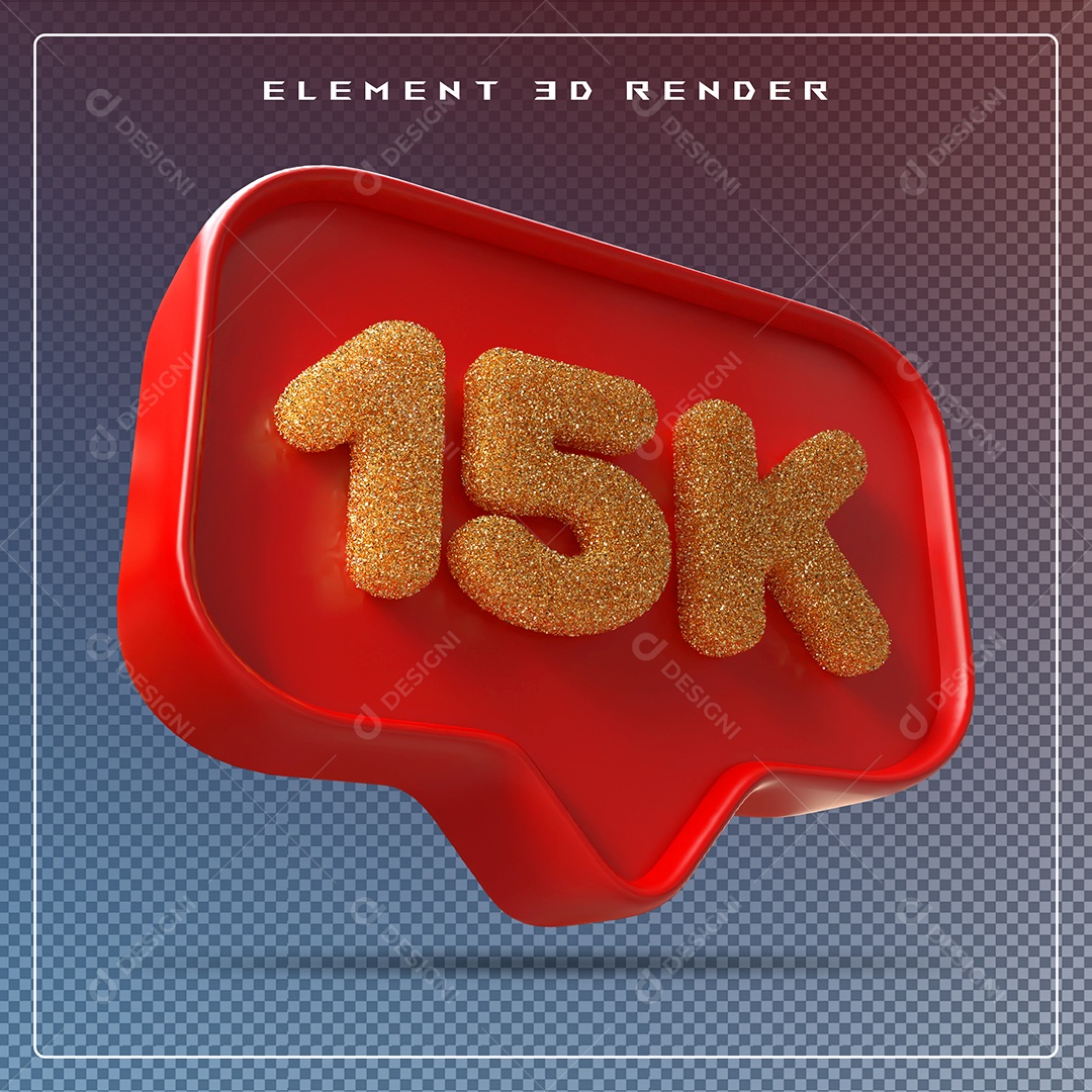 Ícone 3D Vermelho com 15k de Seguidores Elemento para Composição PSD
