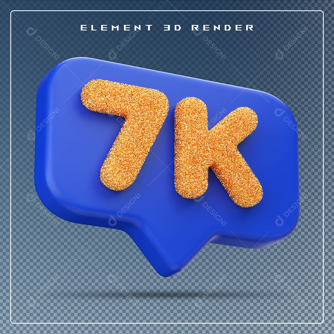 Ícone 3D Azul com 7K de Seguidores Elemento para Composição PSD