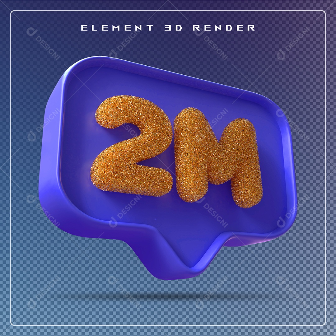 Ícone 3D Azul com 2M de Seguidores Elemento para Composição PSD