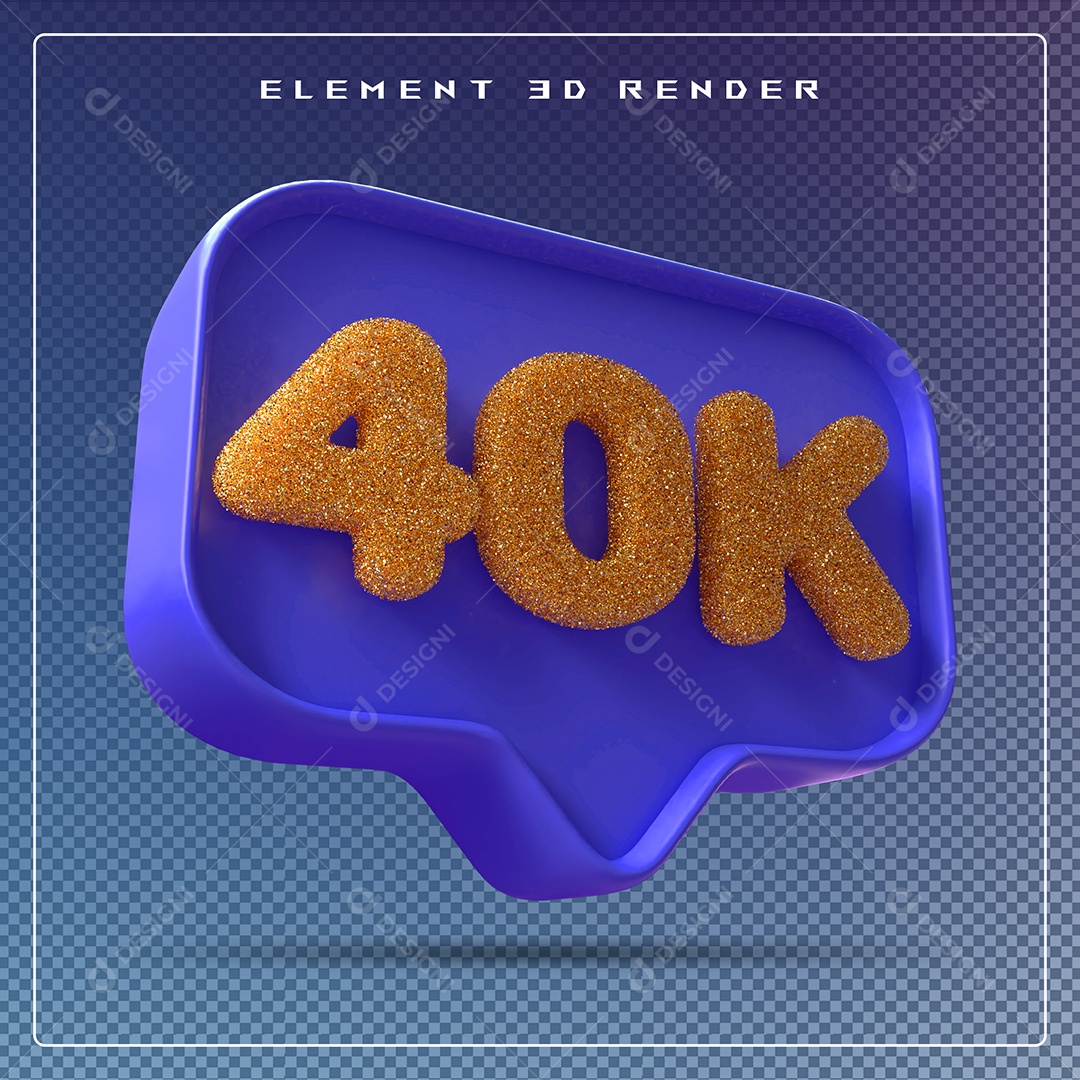 Ícone 3D Azul com 40K de Seguidores Elemento para Composição PSD