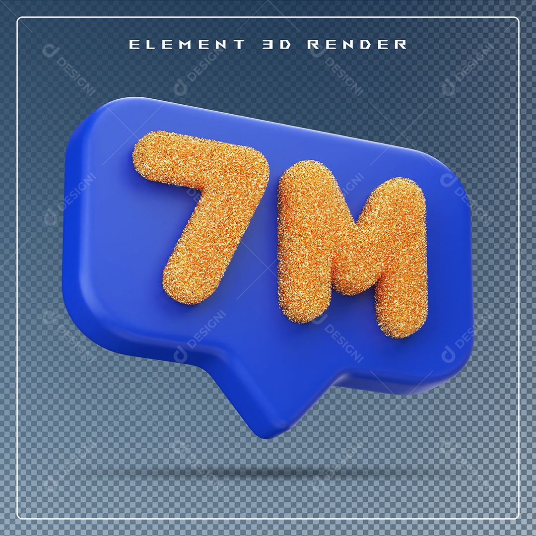 Ícone 3D Azul com 7M de Seguidores Elemento para Composição PSD