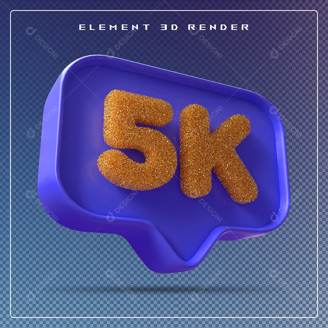 Ícone 3D Azul com 5K de Seguidores Elemento para Composição PSD