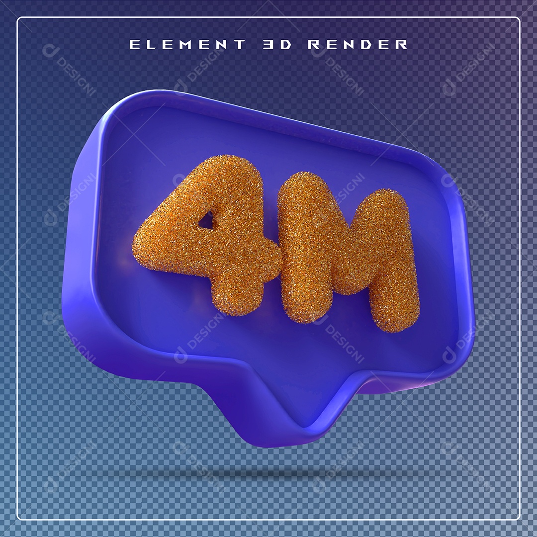 Ícone 3D Azul com 4M de Seguidores Elemento para Composição PSD