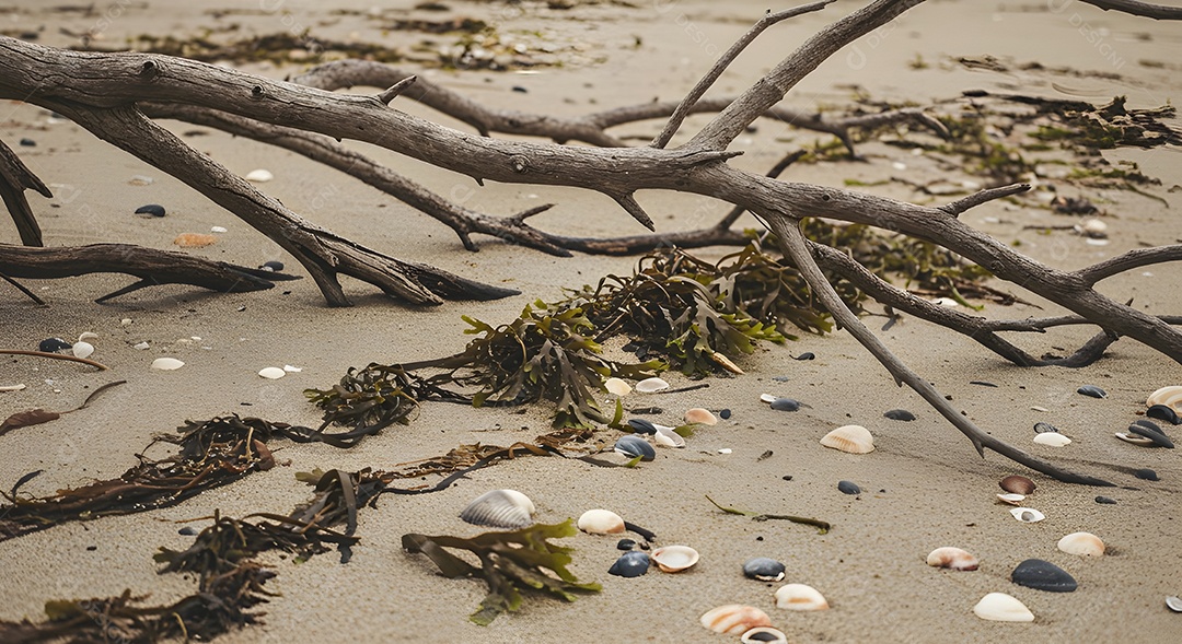 Imagem mostra restos de algas marinhas