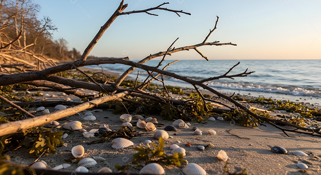 Imagem mostra restos de algas marinhas