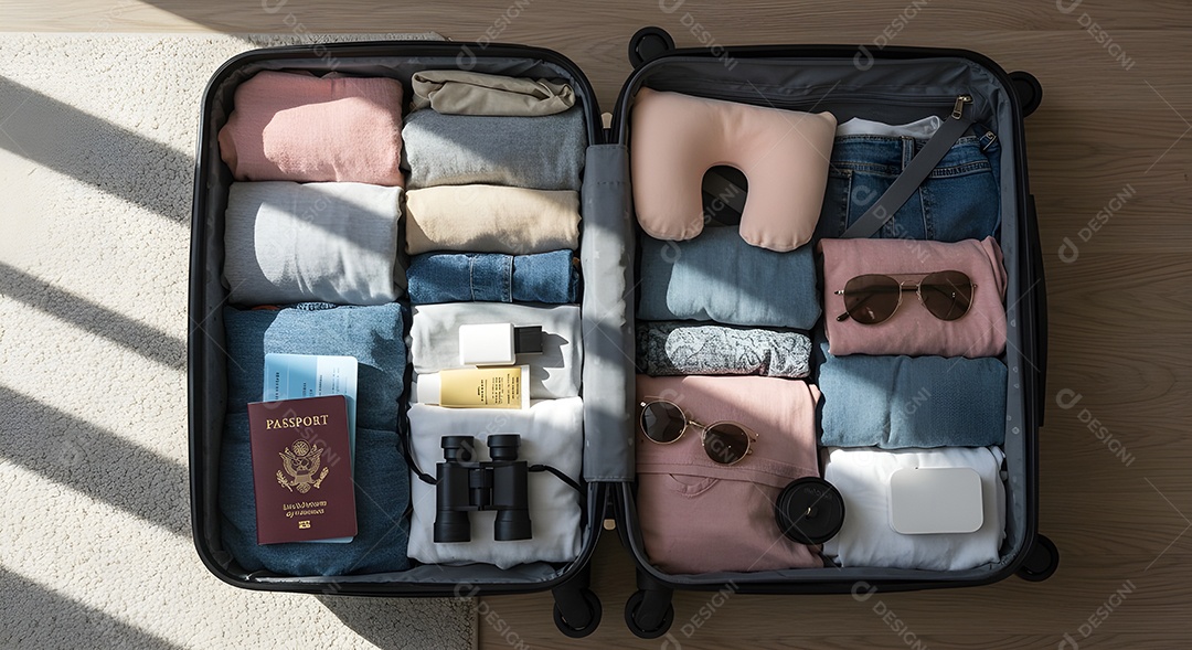 Organizadores de viagem projetados para otimizar o espaço dentro de malas e bagagens