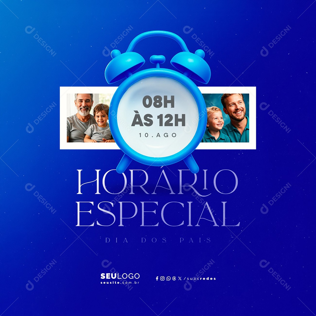 Horário Especial Dia dos Pais Social Media PSD Editável