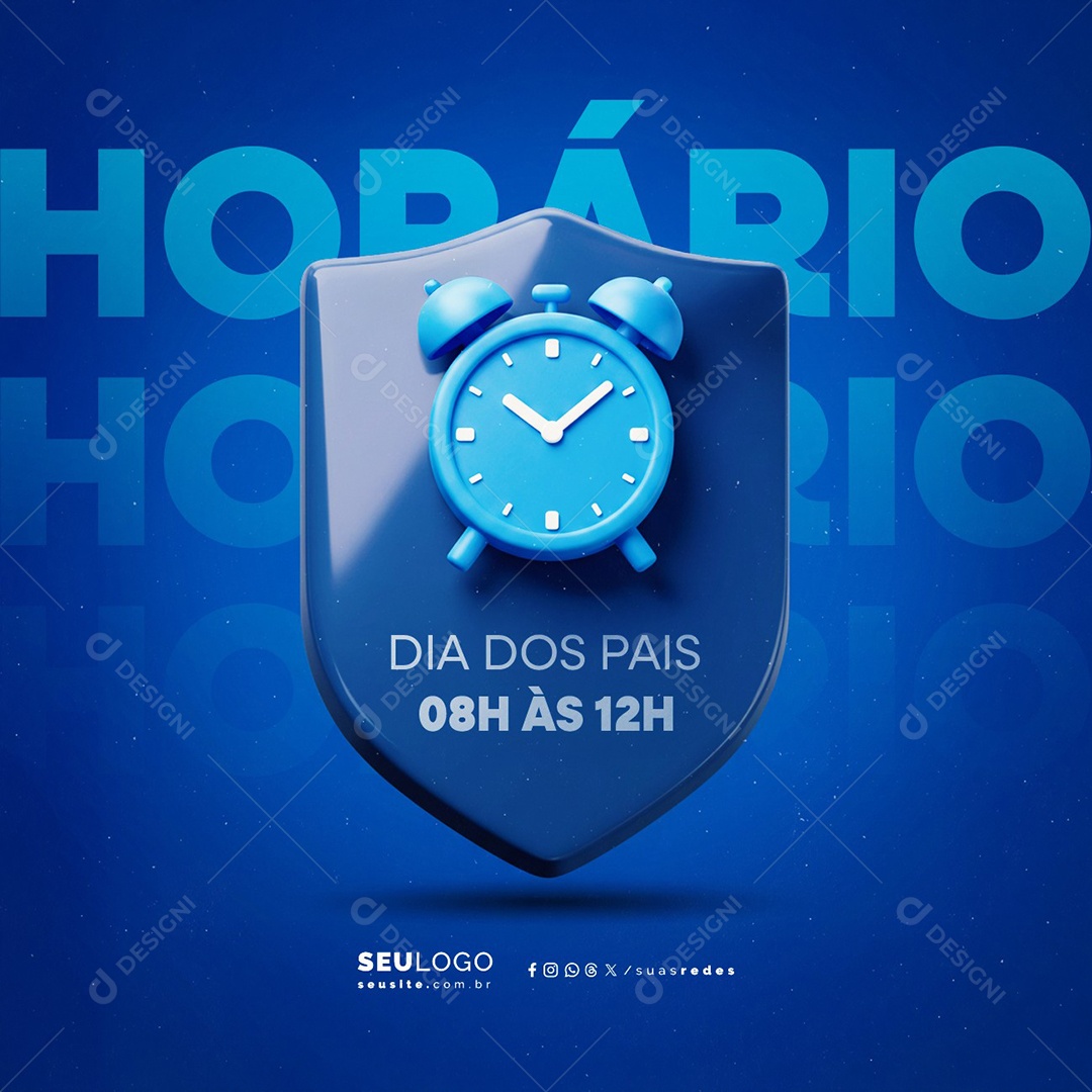 Horário Dia dos Pais Funcionamento Social Media PSD Editável