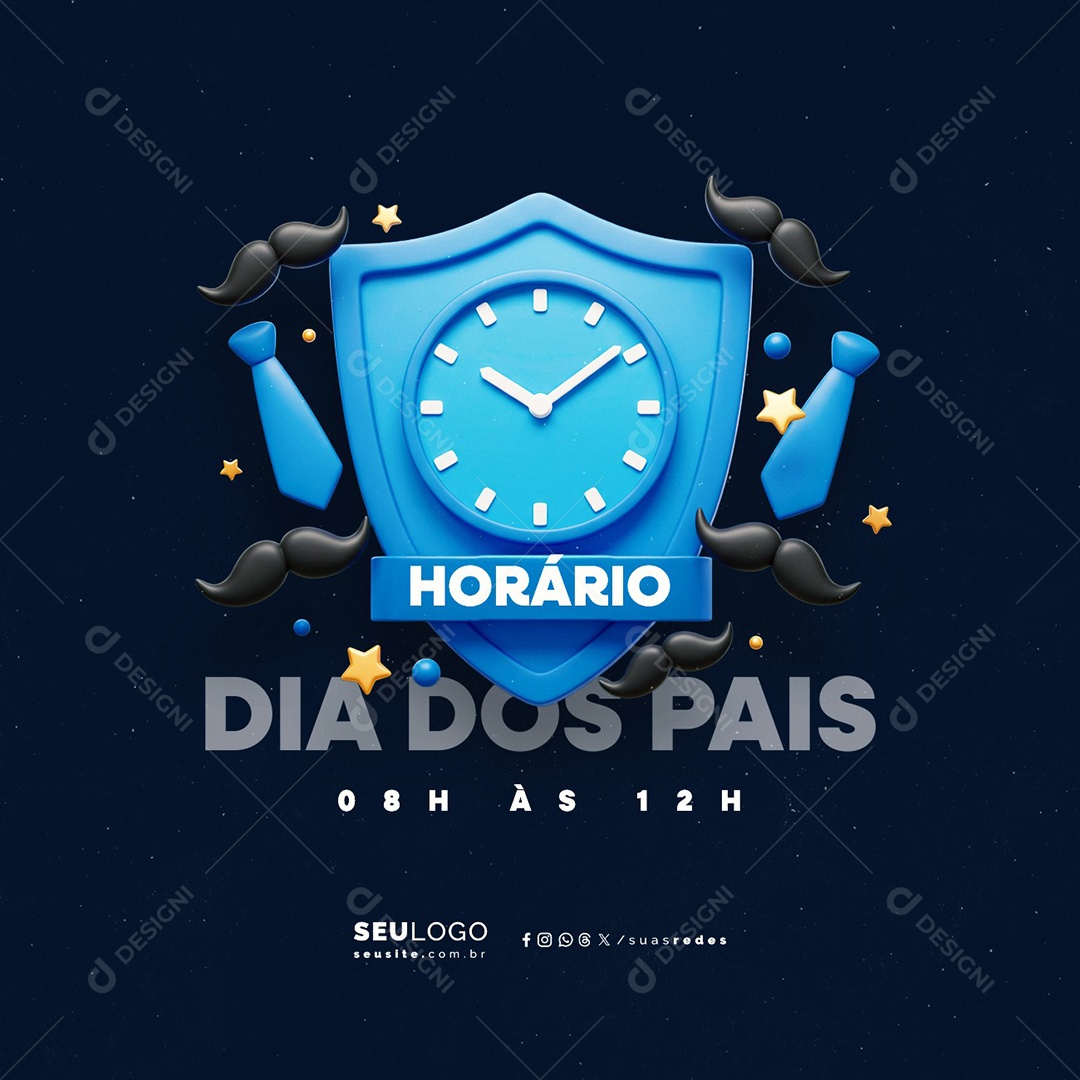 Horário Dia dos Pais Social Media PSD Editável