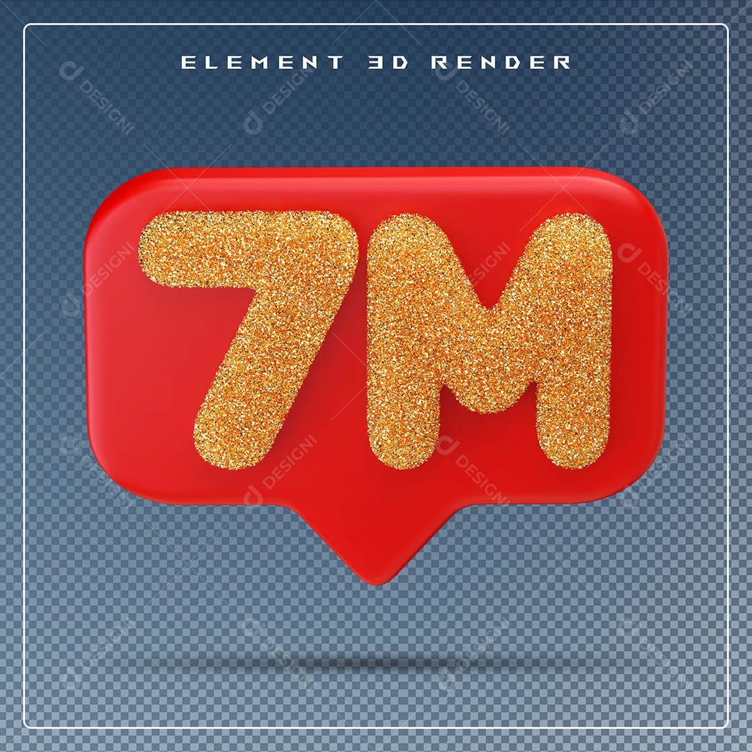 Ícone 3D Vermelho com 7M de Seguidores Elemento para Composição PSD