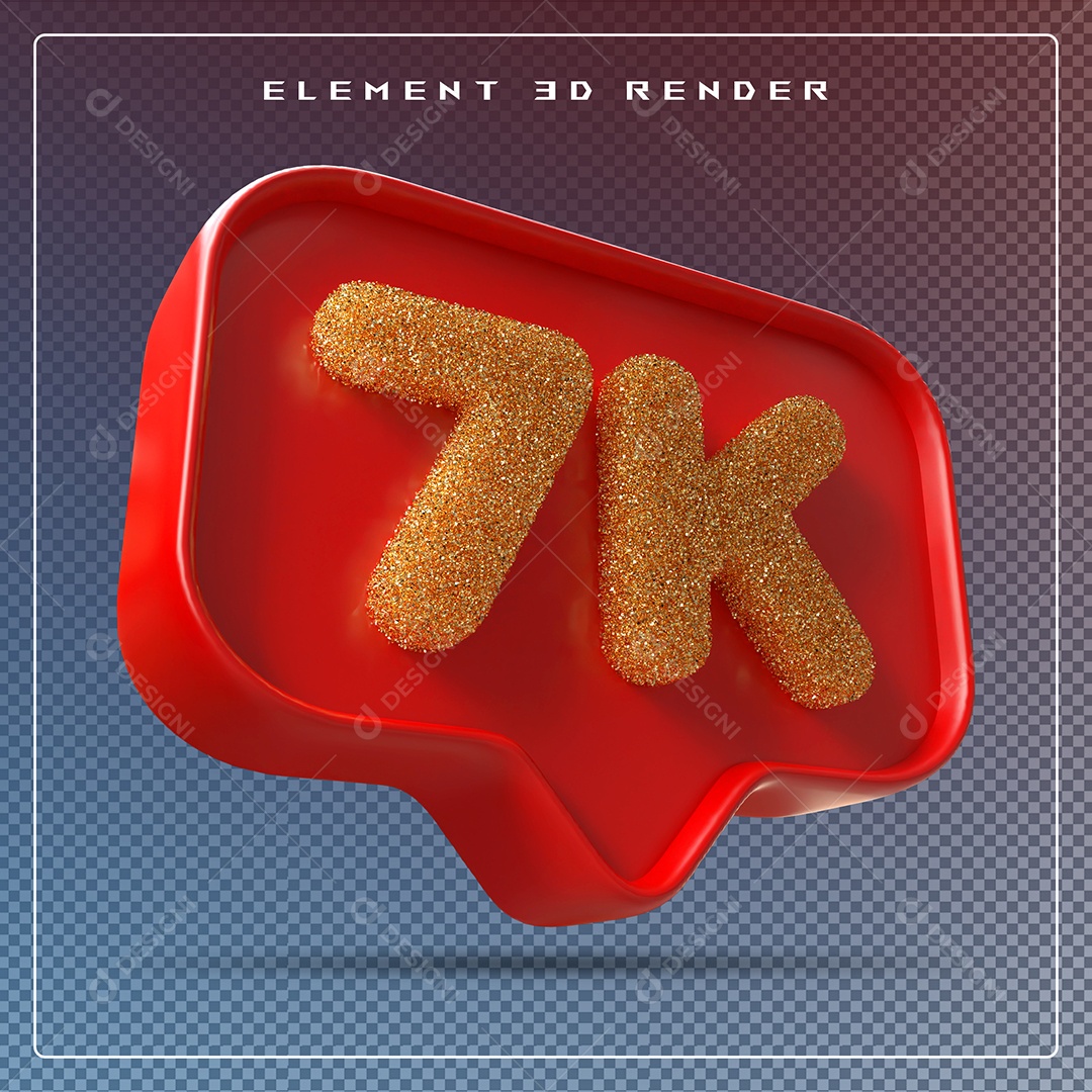 Ícone 3D Vermelho com 7K de Seguidores Elemento para Composição PSD