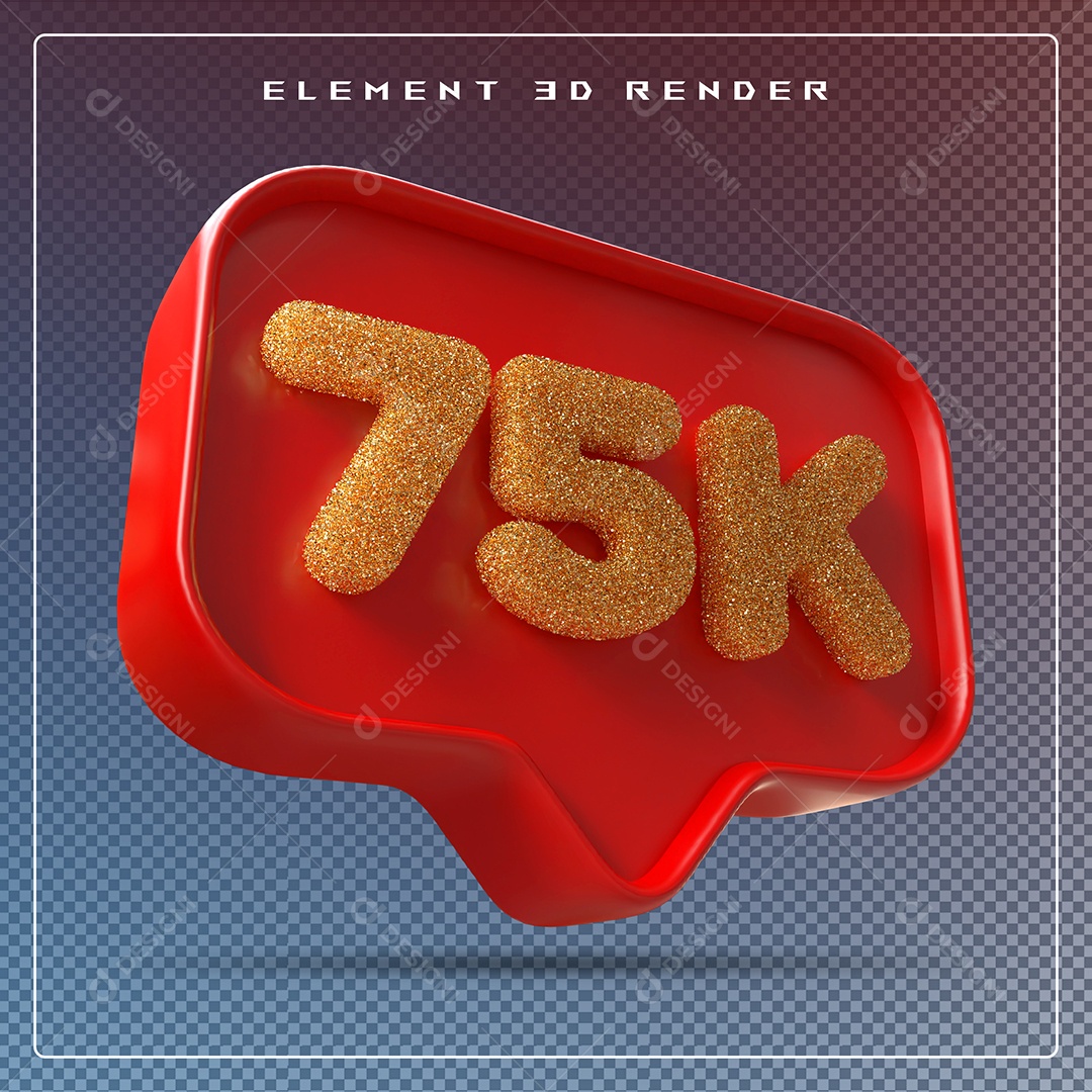 Ícone 3D Azul com 75K de Seguidores Elemento para Composição PSD