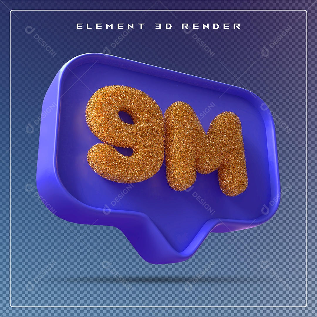 Ícone 3D Azul com 9M de Seguidores Elemento para Composição PSD