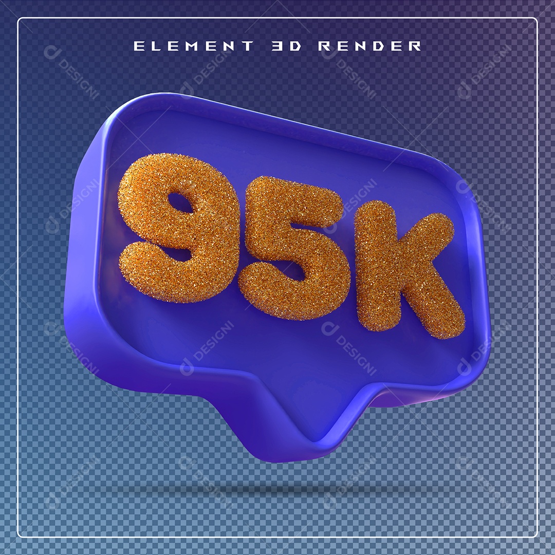 Ícone 3D Azul com 95K de Seguidores Elemento para Composição PSD