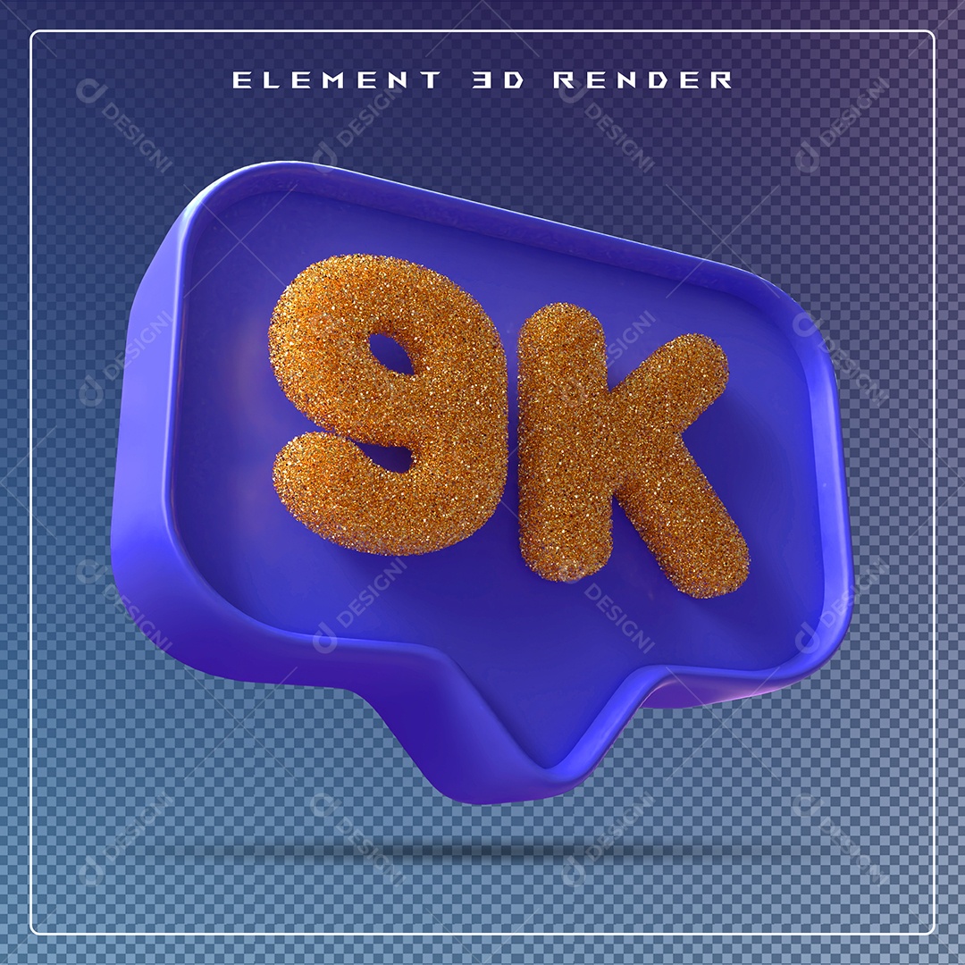 Ícone 3D Azul com 9K de Seguidores Elemento para Composição PSD