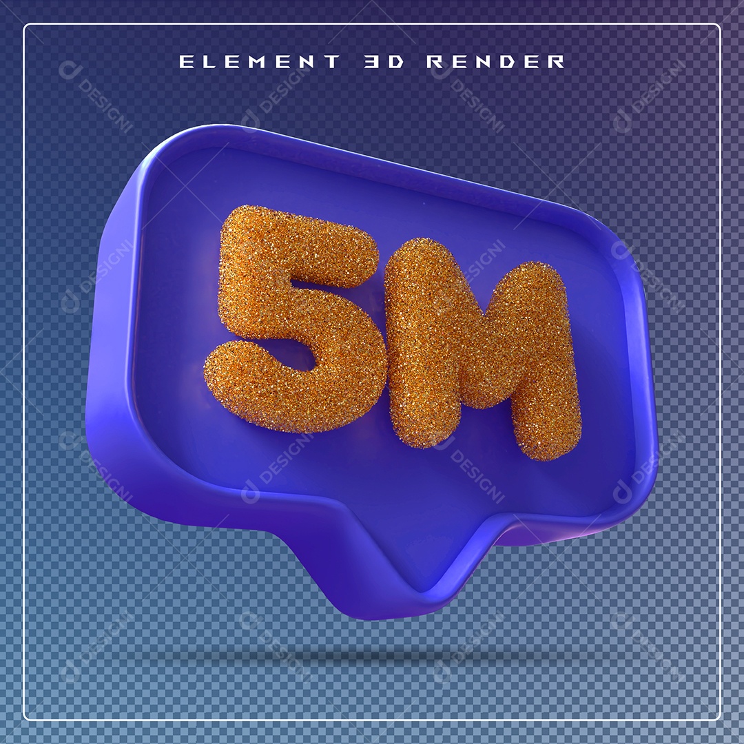 Ícone 3D Azul com 5M de Seguidores Elemento para Composição PSD