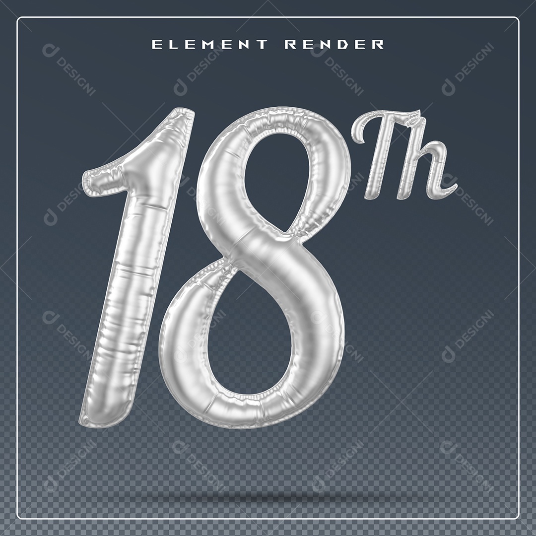 Elemento 3D Número 67 Cinza para Composição PSD