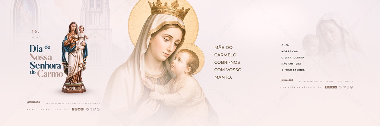 Carrossel Dia de Nossa Senhora do Carmo 16 de Julho Social Media PSD Editável
