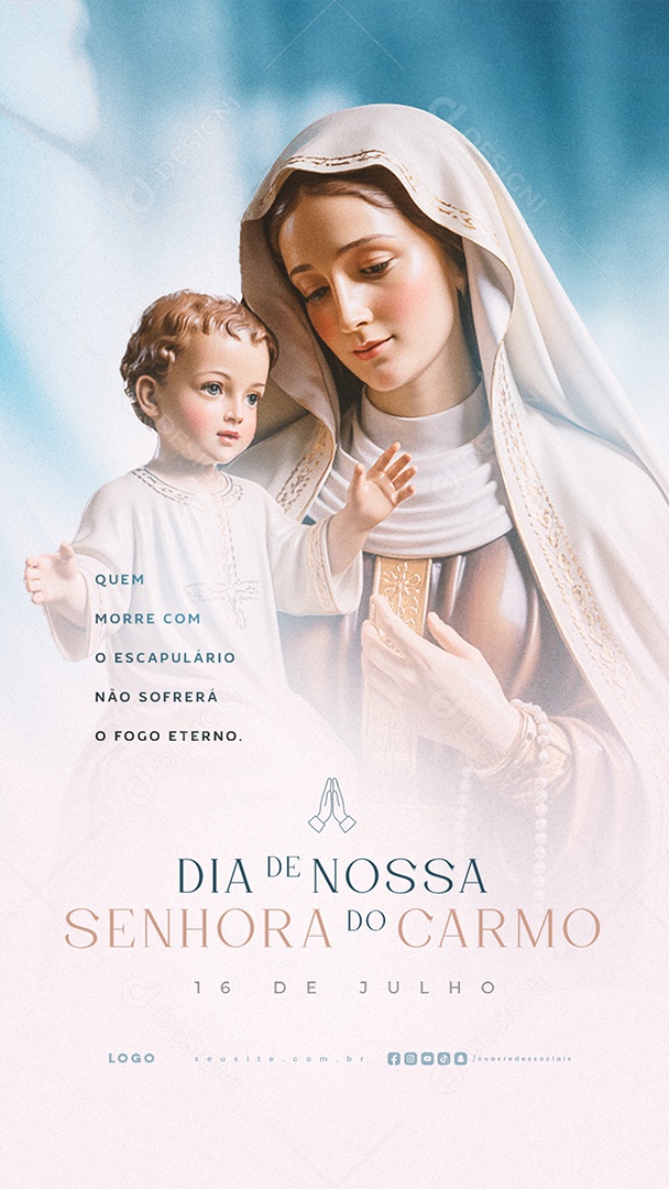 Story Dia de Nossa Senhora do Carmo 16 de Julho Social Media PSD Editável