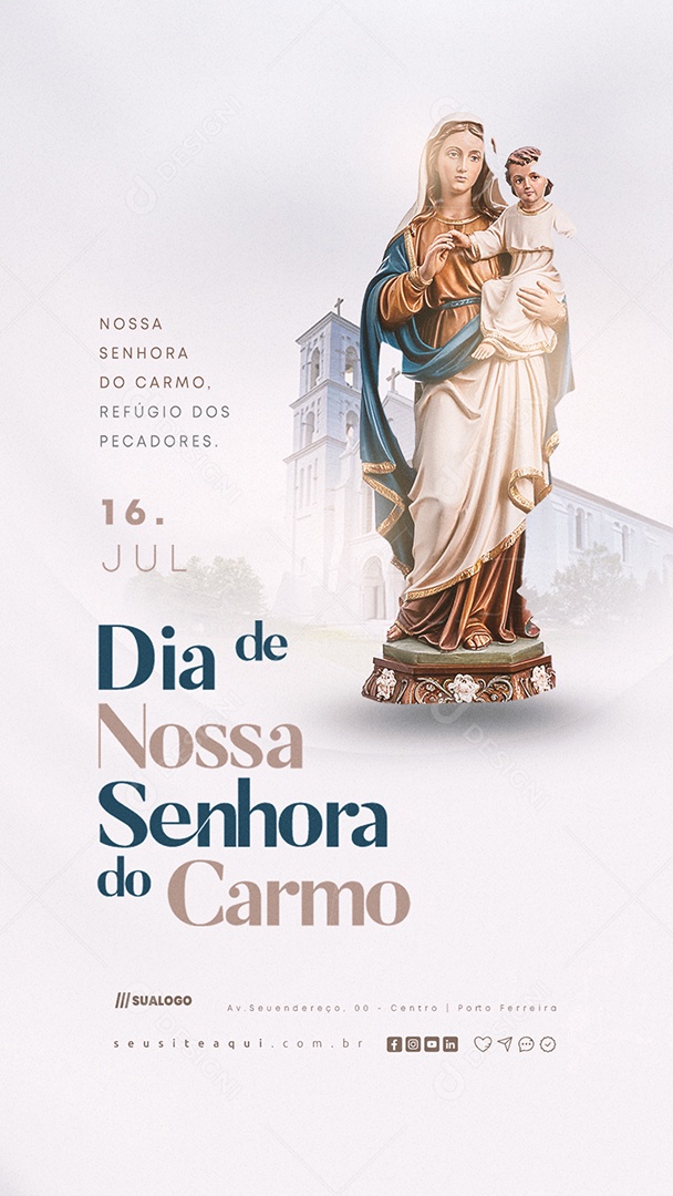 Story Dia de Nossa Senhora do Carmo 16 de Julho Social Media PSD Editável
