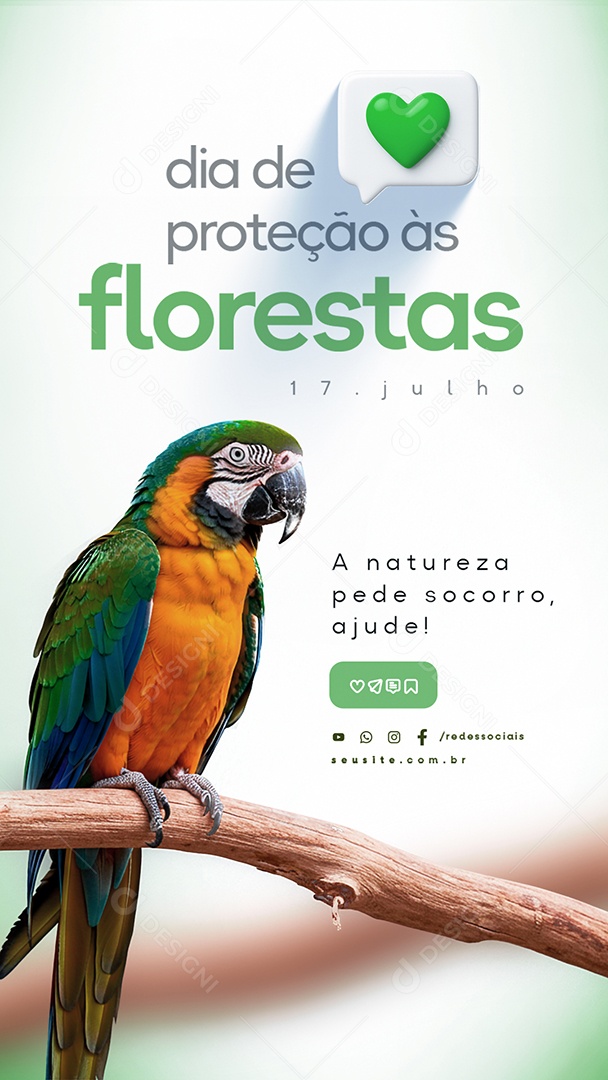 Story Dia da Proteção às Florestas 17 de Julho Social Media PSD Editável