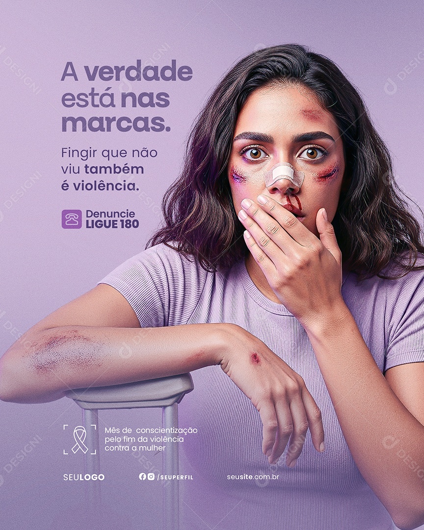 Agosto Lilás A verdade Está Nas Marcas Social Media PSD Editável